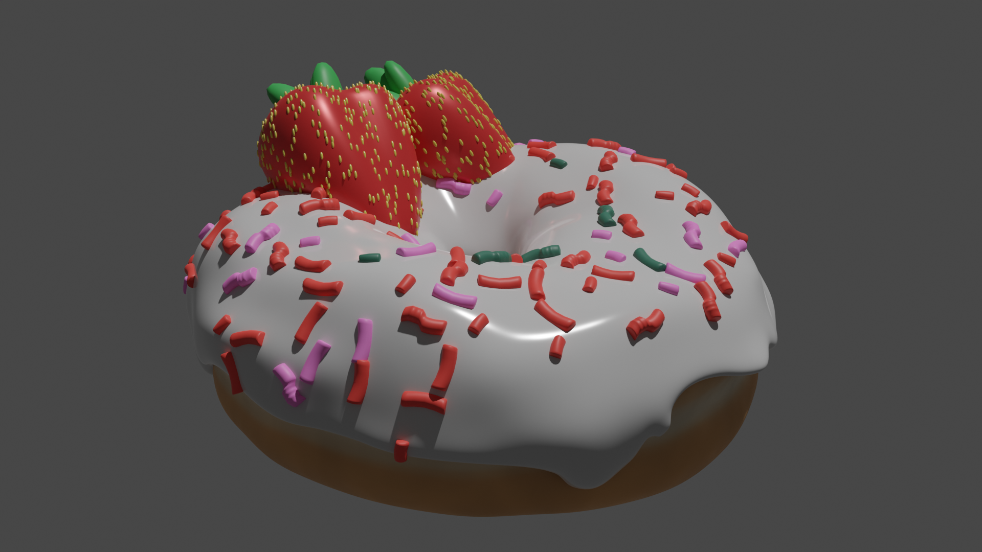 strawberry donut 
                    3d render Image